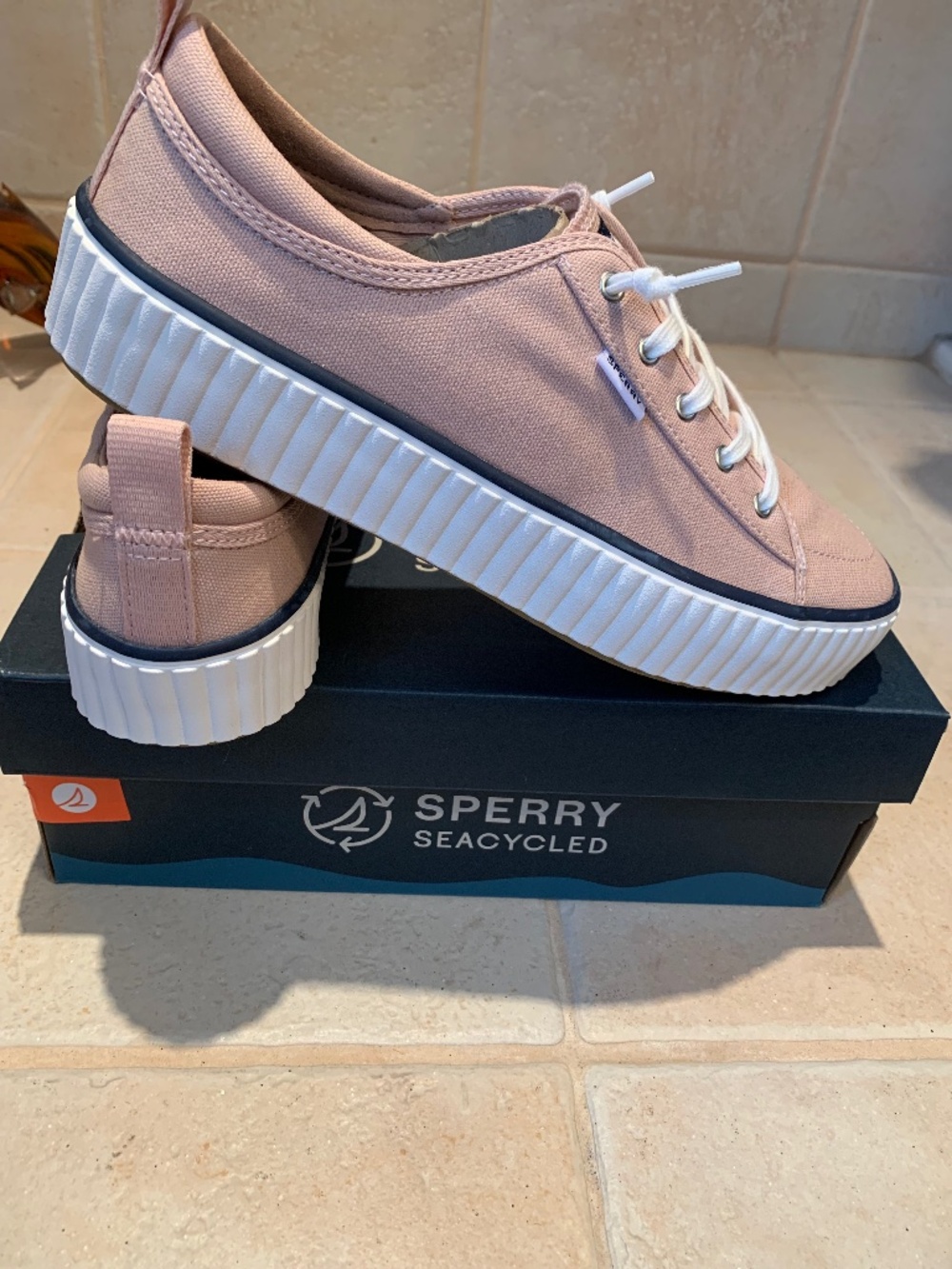 NWT SPERRY SEACYCLED Platform Sneakers Rose  size 9.5